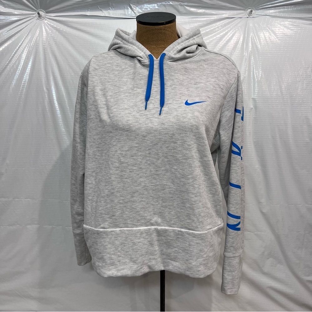 Nike Dri Fit Hoodie pullover Sweater Wm Size Large Gray Blue 885287 ActiveHooded